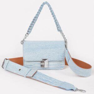 Denim Chain Flap Shoulder Bag